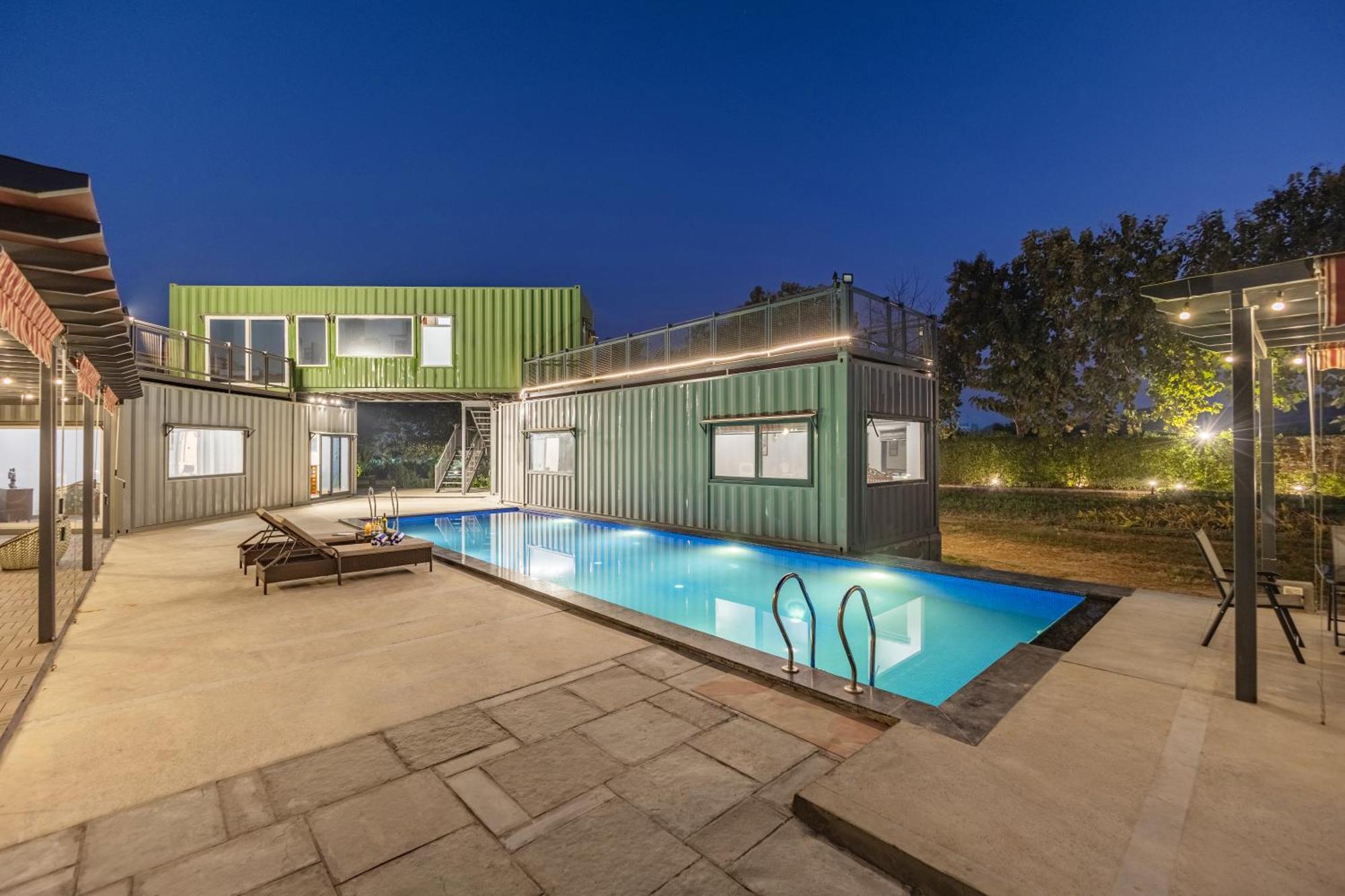 Elivaas Hidden Oasis 4Bhk With Pool, Mud House & Container House Villa Dhauj Bagian luar foto