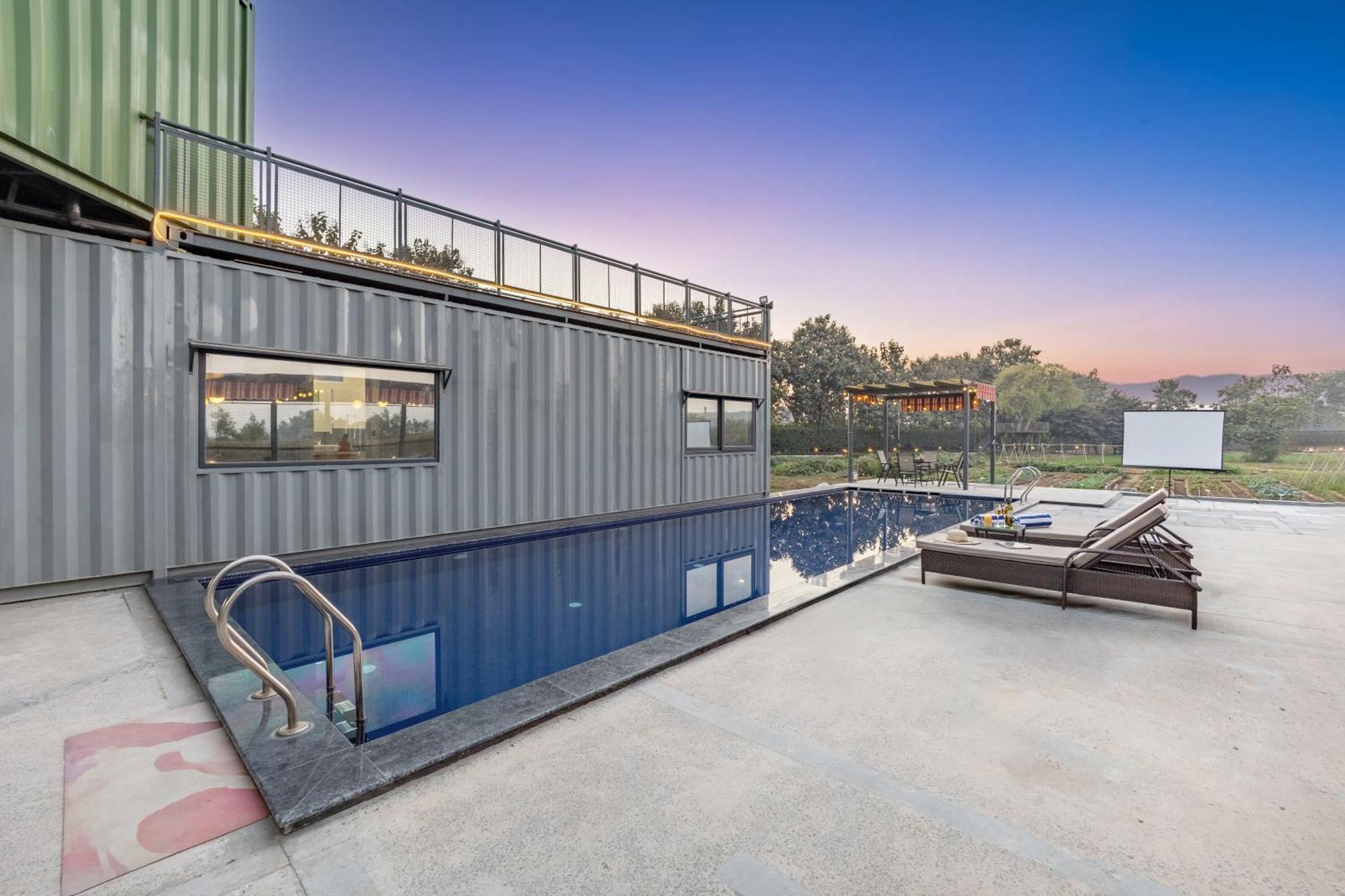 Elivaas Hidden Oasis 4Bhk With Pool, Mud House & Container House Villa Dhauj Bagian luar foto