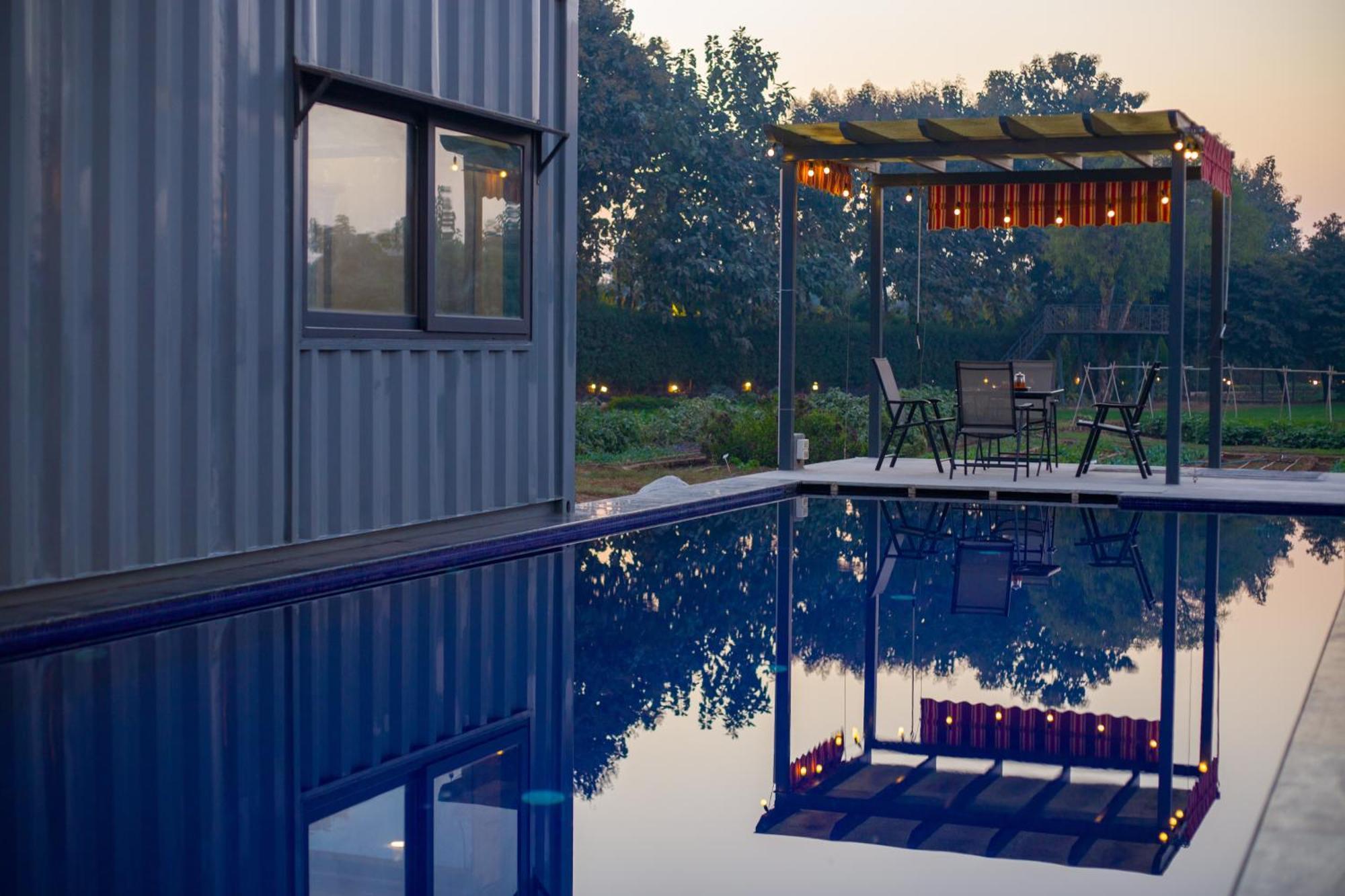 Elivaas Hidden Oasis 4Bhk With Pool, Mud House & Container House Villa Dhauj Bagian luar foto