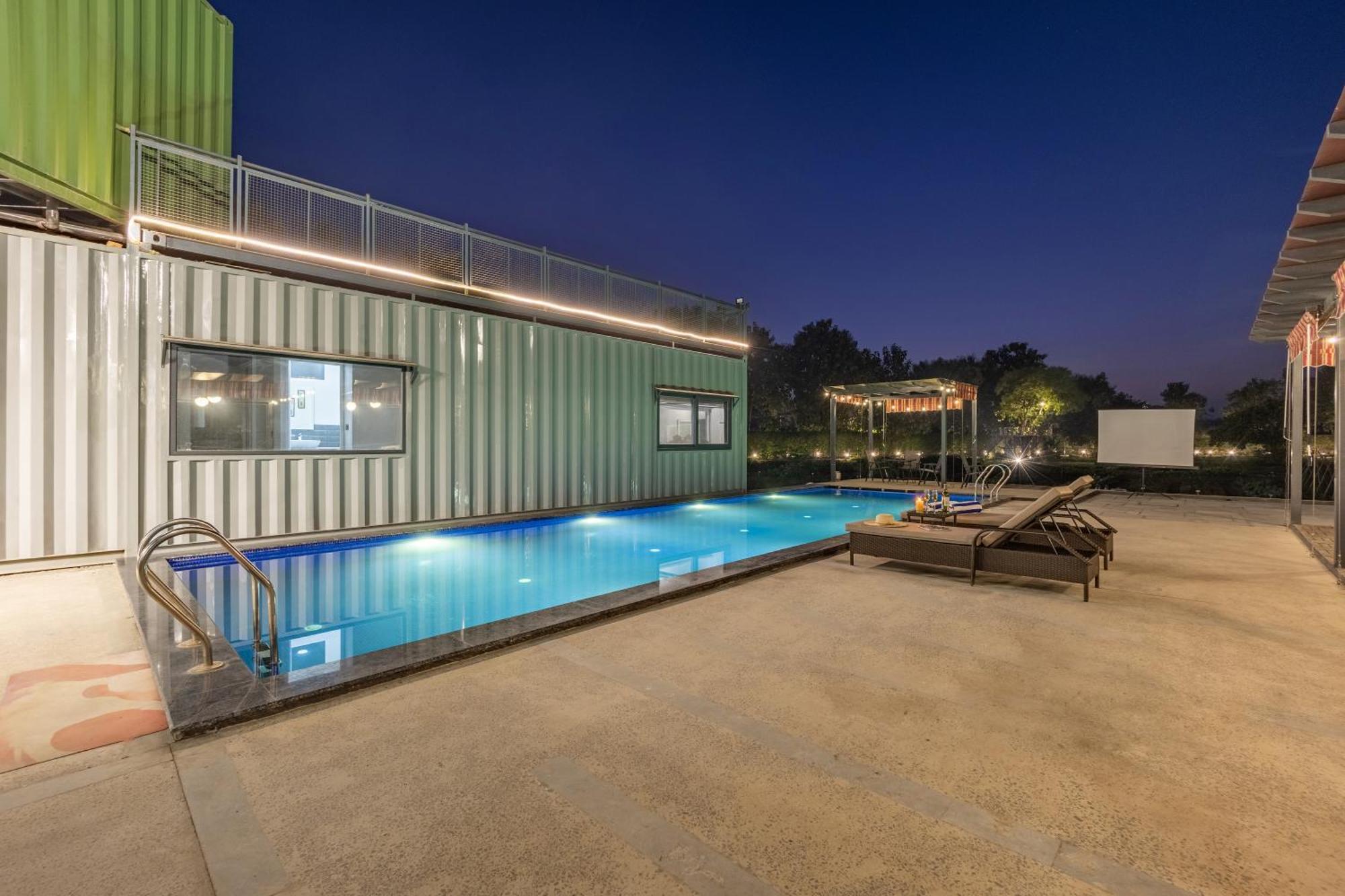 Elivaas Hidden Oasis 4Bhk With Pool, Mud House & Container House Villa Dhauj Bagian luar foto