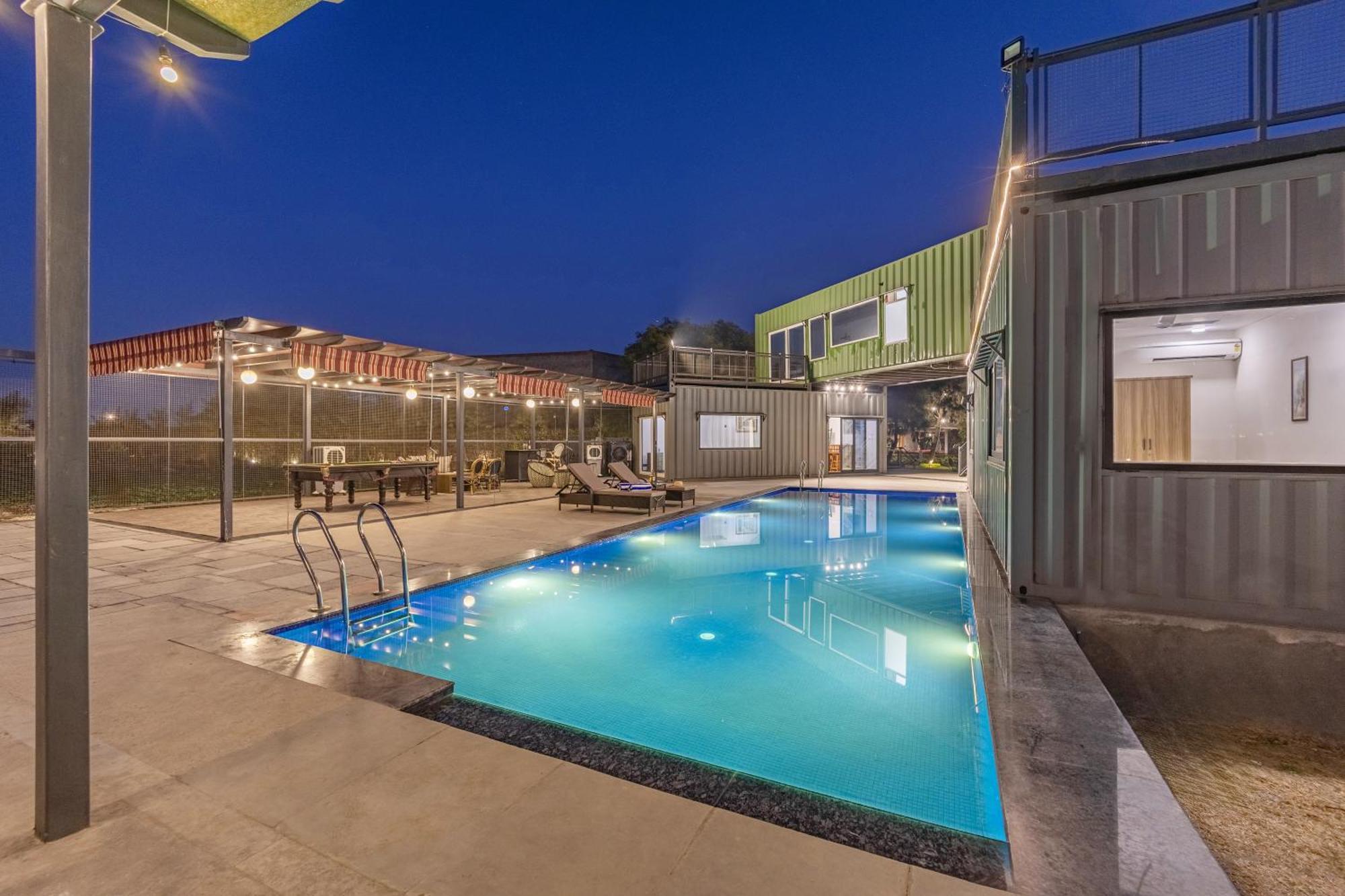 Elivaas Hidden Oasis 4Bhk With Pool, Mud House & Container House Villa Dhauj Bagian luar foto