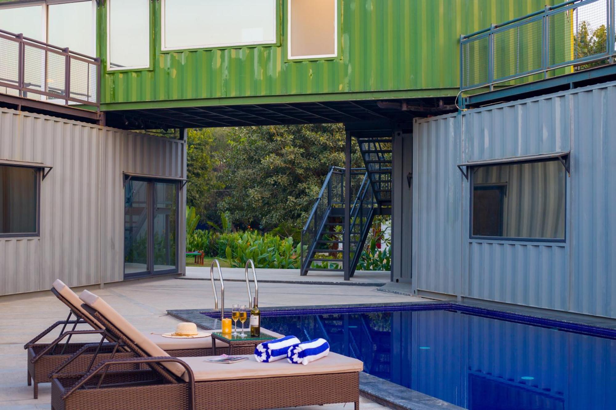 Elivaas Hidden Oasis 4Bhk With Pool, Mud House & Container House Villa Dhauj Bagian luar foto