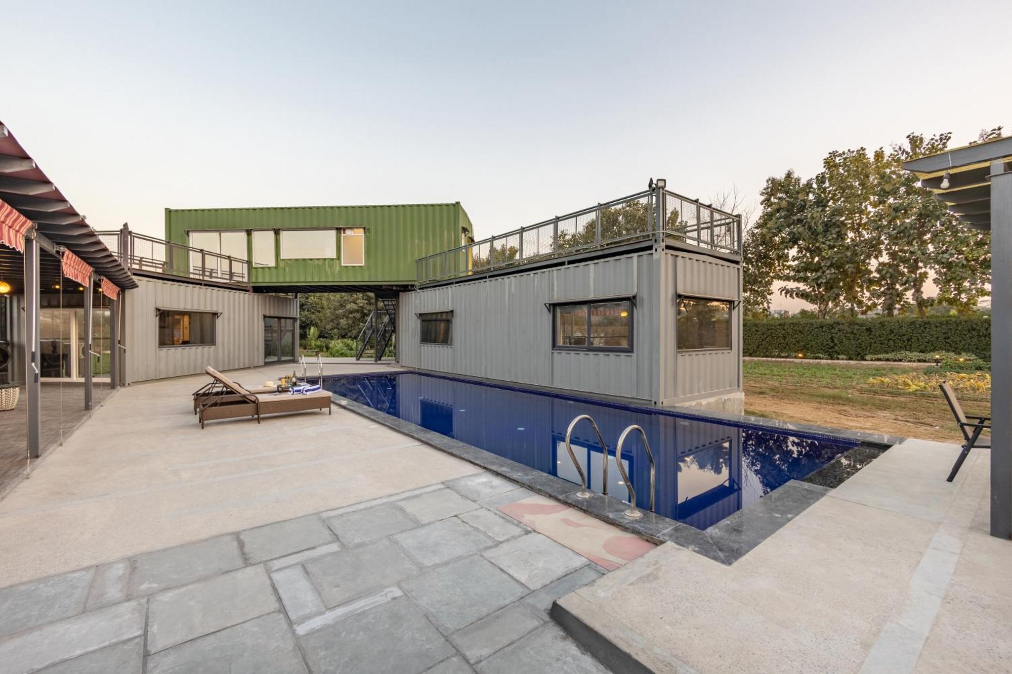 Elivaas Hidden Oasis 4Bhk With Pool, Mud House & Container House Villa Dhauj Bagian luar foto