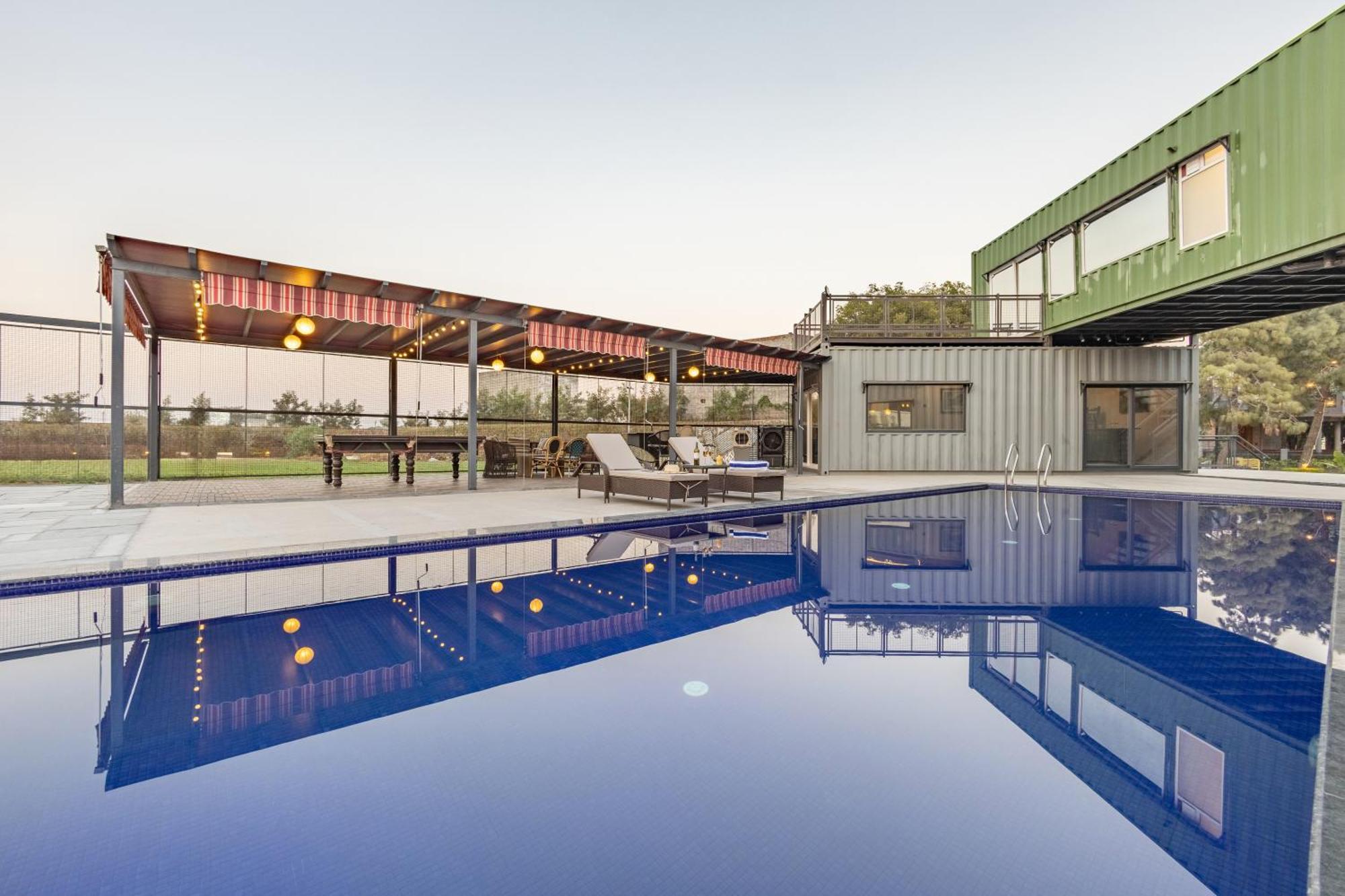 Elivaas Hidden Oasis 4Bhk With Pool, Mud House & Container House Villa Dhauj Bagian luar foto