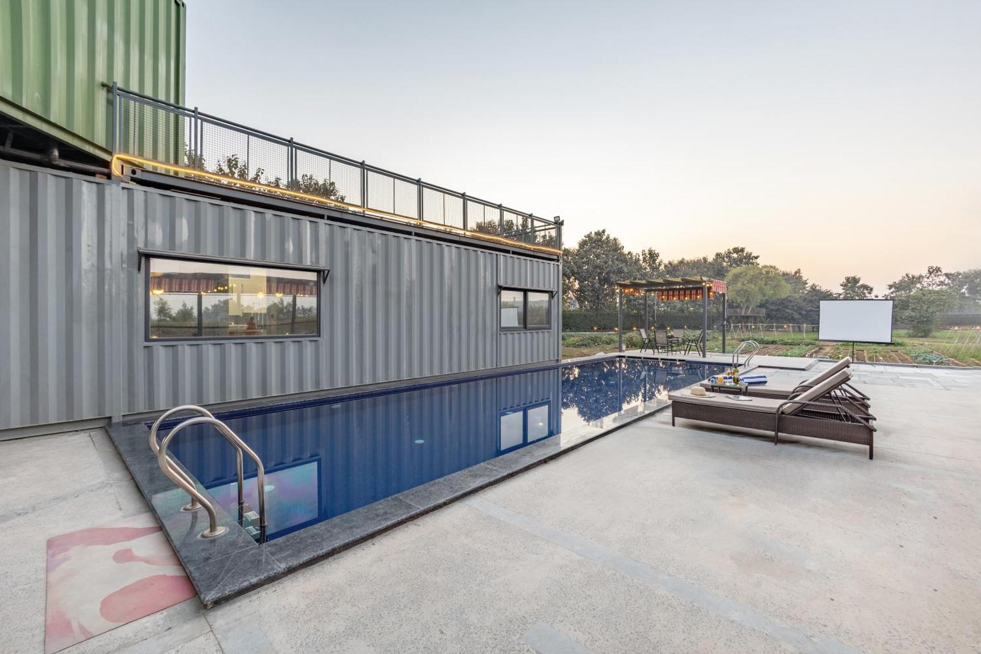 Elivaas Hidden Oasis 4Bhk With Pool, Mud House & Container House Villa Dhauj Bagian luar foto